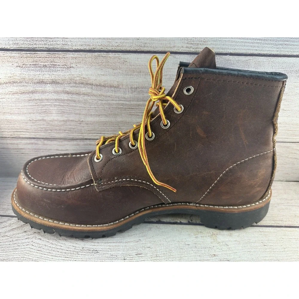 Red Wing Shoes Men's Brown 8146 Moc Toe Lace Up Leather Work Boots Size 11.5 EE